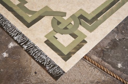 Installation View showing rug by Bernie Reid. Image Keith Hunter